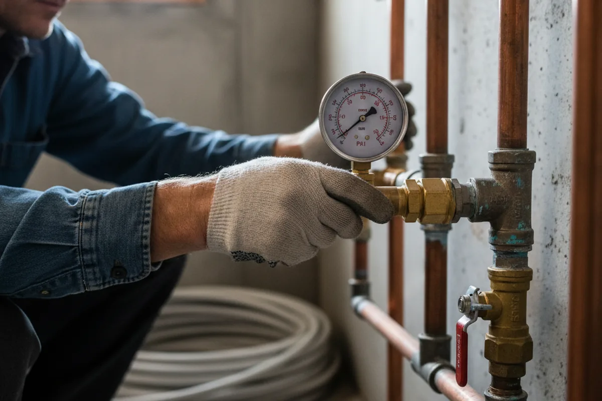 Pressure testing a repaired line during Water Line Repair in Grimsley